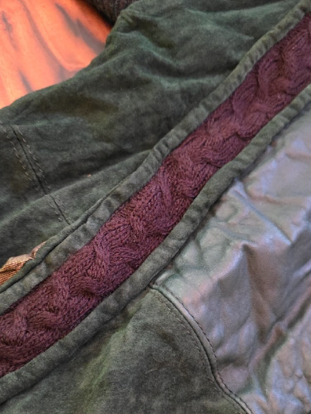 Saxony *Vintage* Green Leather & Knit Bomber Jacket✨️COOGI VIBES✨️ - Picture 6 of 13